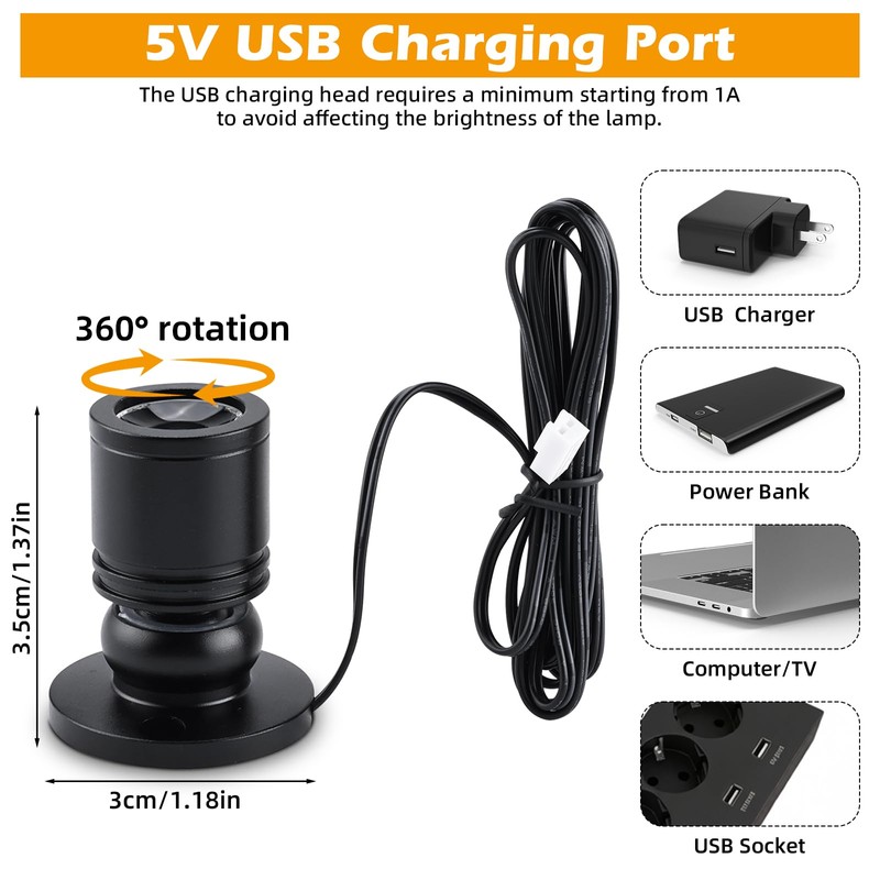 YaeCCC USB Powered Mini Spotlights for Display,Dimmable Mini LED Spotlight