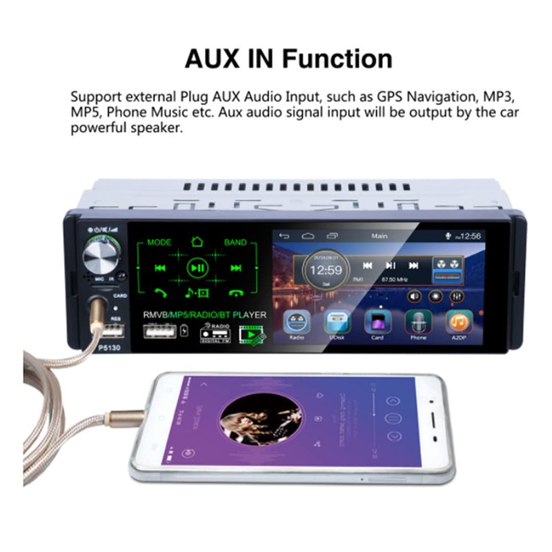 Baceyong Car Radio Bluetooth FM Tuner 4.1 inch Touch Screen