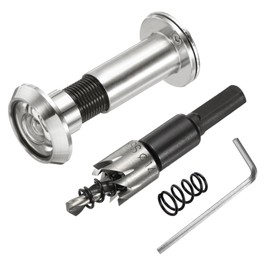 PATIKIL 9/16" Door Viewer Peephole, Copper Privacy Door Viewer with Privacy Cover, 180-Degree Fits 1-3/4" to 2-15/16" Door with 14mm/0.55" Drill Bit for Security, Chrome