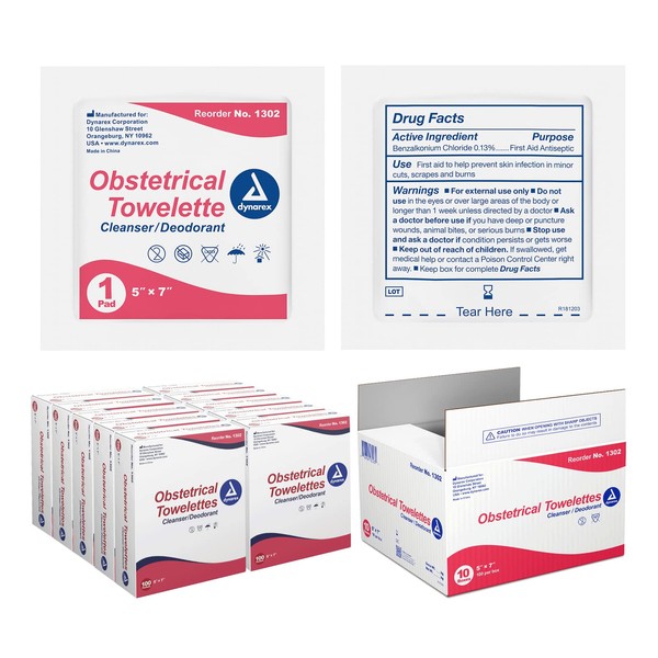 Obstetrical Towelettes-OB Towelettes-Dynarex#1302,5"x7",1000/Case