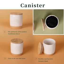 LEETOYI Ceramic Food Storage Jar with Seal Lid,Kitchen Canisters for Countertop, Serving for Ground Coffee, Tea, Sugar, Salt and More, 33 Oz