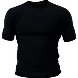 Rash Guard Rash Vest Black Short Sleeve & Full Sleeve Body Armour (Large, Short Sleeves)