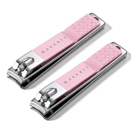 Makartt Nail Clippers: Sharp, Curved Blade for Thick Nails, 2pcs Pink | Stainless Steel Nail Clipper Set for Fingers & Toes. Portable & Sharp. Ideal for Men, Women, and Thick Nails