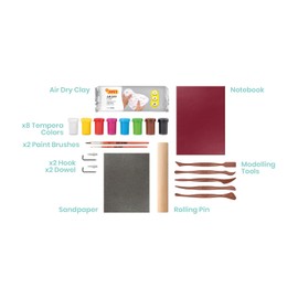 Jovi - DIY Air Dry Kit - Shelf - Pottery Kit for Adults, Making A Shelf with White Air Dry Clay + Paints, Tools, Step-by-Step Guide and Video Tutorial, Starter Kit for Beginners (2703)