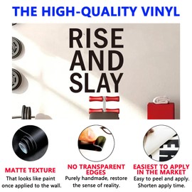 SEATUNE Office Inspirational Quotes Wall Decals - Motivational Gym Wall Stickers - Home Gym Garage Vinyl Art Wall Decor - Rise and Slay 15"X18"