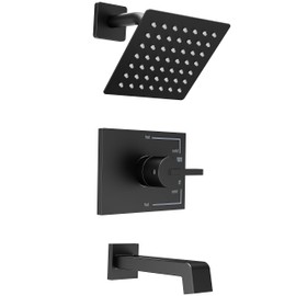 SOOOHOT Shower Fixtures, Black Shower Faucet Set with 6 Inch Matte Black Shower Head and Tub Spout, Black Shower Head and Handle Set (Valve Included)