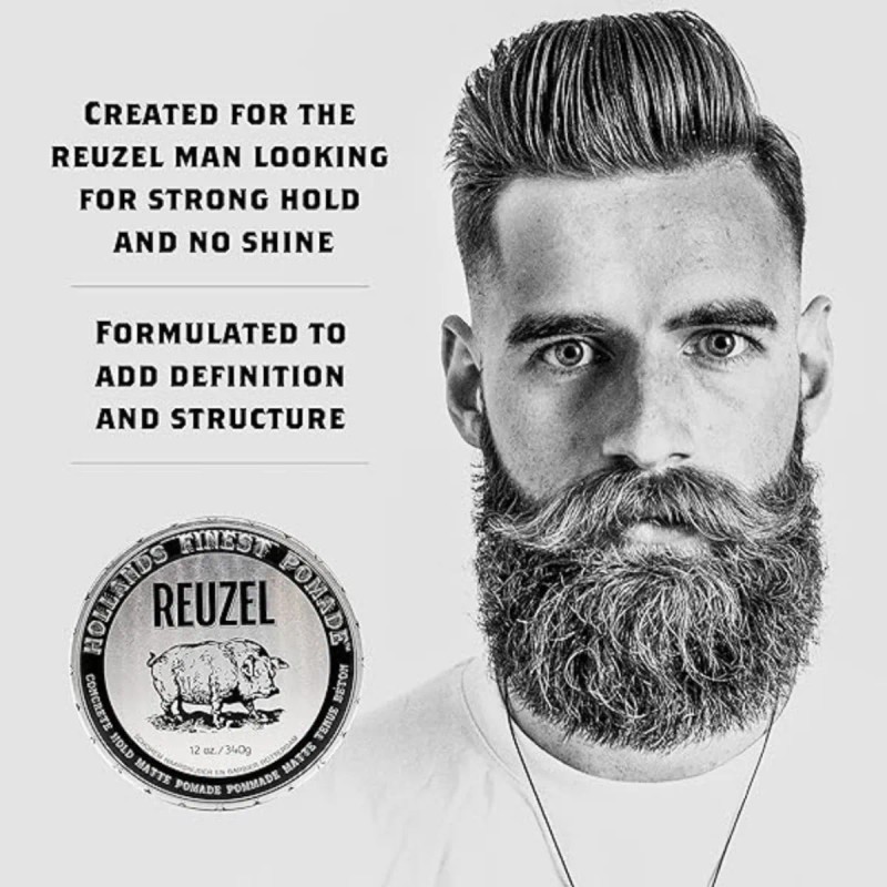 Reuzel Concrete Hold Cera Pomada Cabello Hombre Matte 95g
