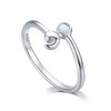 JUSTKIDSTOY Semicolon Ring 925 Sterling Silver Adjustable Open Opal Ring