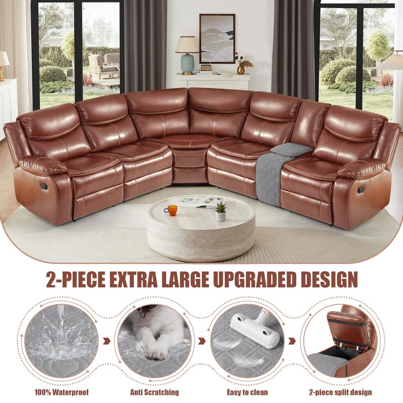 VANSOFY Extra Large Reclining Sectional Couch Covers, Waterproof 5-Piece Sofa