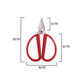 R&R SHOP - 12 cm Precision Steel Scissors, with Wide Handle and Small Blade for Maximum Precision and Cutting Force, Red