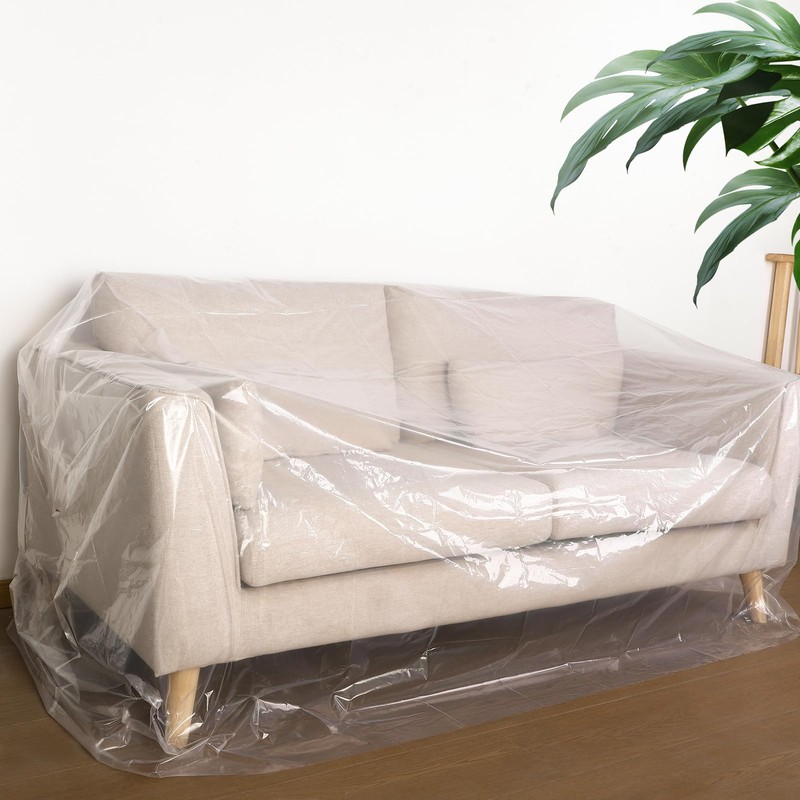 1 Pack Plastic Sofa Covers, 300 x 135cm Waterproof &
