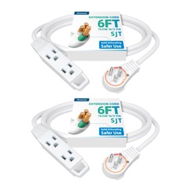 DEWENWILS 6FT 360° Rotating Flat Plug Extension Cord, 3 Prong Thin Power Strip, 16/3C 13A/125V/1625W, Rotating Plug for Indoor Narrow Space, SJT-3, ETL Listed, White, 2 Pack