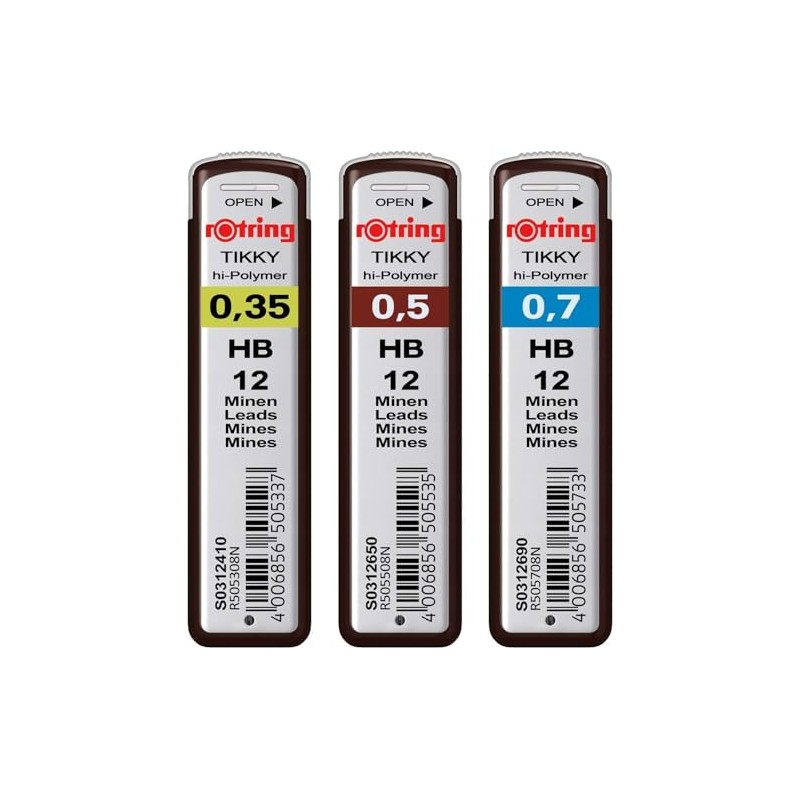 rOtring Hi-Polymer Leads Set of 3 Packs of 12 Leads