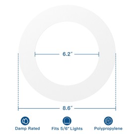 Amico 24 Pack Goof Rings for 6 Inch Recessed Lights, Can Light Trim Ring Cover, Outer Diameter 8.6-inch, Inner Diameter 6.2-inch, Durable Plastic Design, White