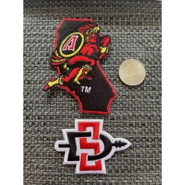 (2) SDSU San Diego State Aztecs Vintage embroidered Iron on Patches 3.25” & 2.5”