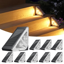 Ahaorigin Solar Step Lights for Outside, 8 Pack Bright LED Spot Lens Triangle Solar Stair Light Outdoor Waterproof, Outdoor Deck Lights for Yard Porch Patio Driveway Railing, Warm White