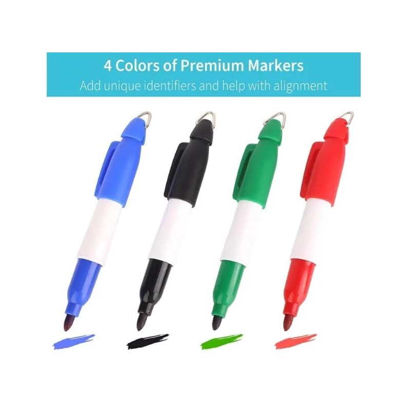 Golf Ball Markers Set - 4 Marker Pens, 4 Line