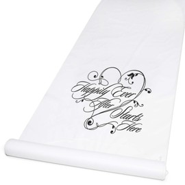 Hortense B. Hewitt Fabric Aisle Runner, 100-Feet Long, White Happily Ever After