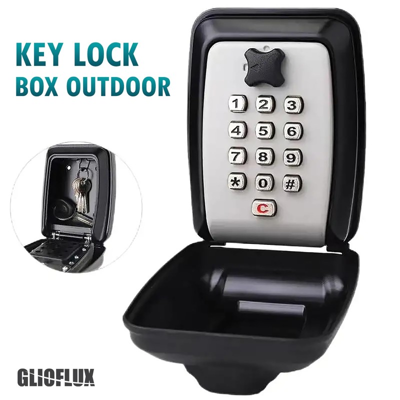 GLIOFLUX Key Safe Outdoor, Key Safe Wall Mounted with 10