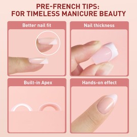 Beautilux French Press on Nails 120 Pieces, 4 Different Models Nails for Sticking, 15 Sizes, Soak Off Nails for Home Manicure (FJP120-02)