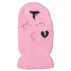 YAMEE Balaclava Men Women Balaclava - 3-Hole Balaclava Full Mask Ski Hat Winter Hat Knitted Mask Full Face Cover for Outdoor Cycling Skiing, pink
