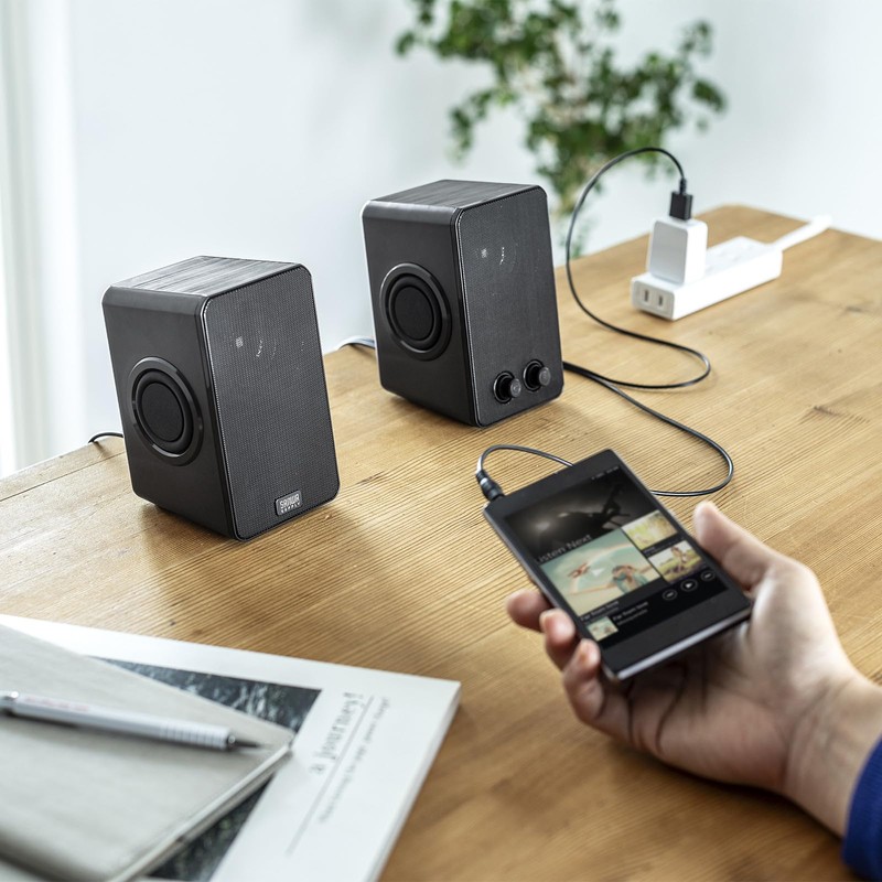 Sanwa Supply MM-SPL22UBK PC Speaker, USB Powered, Built-in Passive Radiator,