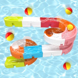 BLmukce Slide Bath Toys for Kids Ages 4-8, Wall Track Building Kit for Ages 1-3, Bathtub Shower Toys for Toddler 3 + Year Old (22PCS)