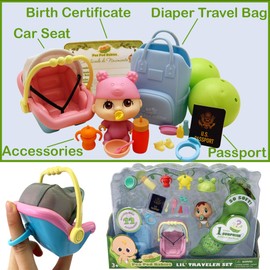 Nature Bound Pea Pod Babies Twenty Two Piece Little Traveler Playset - Collectible Mystery Surprise Toy with Mini Baby, Clothing, & Accessories - All in A Soft Pea Pod - Small Doll, Ages 3+