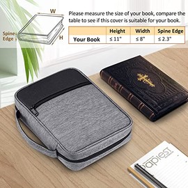 FINPAC FINPAC Bible Cover, Carrying Book Case Church Bag Bible Protective with Handle and Zippered Pocket, Gift for Mother Lady Women Men, Gray