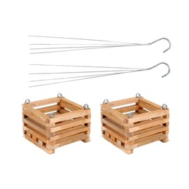 WSLHFEO Wooden Square Hanging Basket Outdoor Garden Planters (1) L
