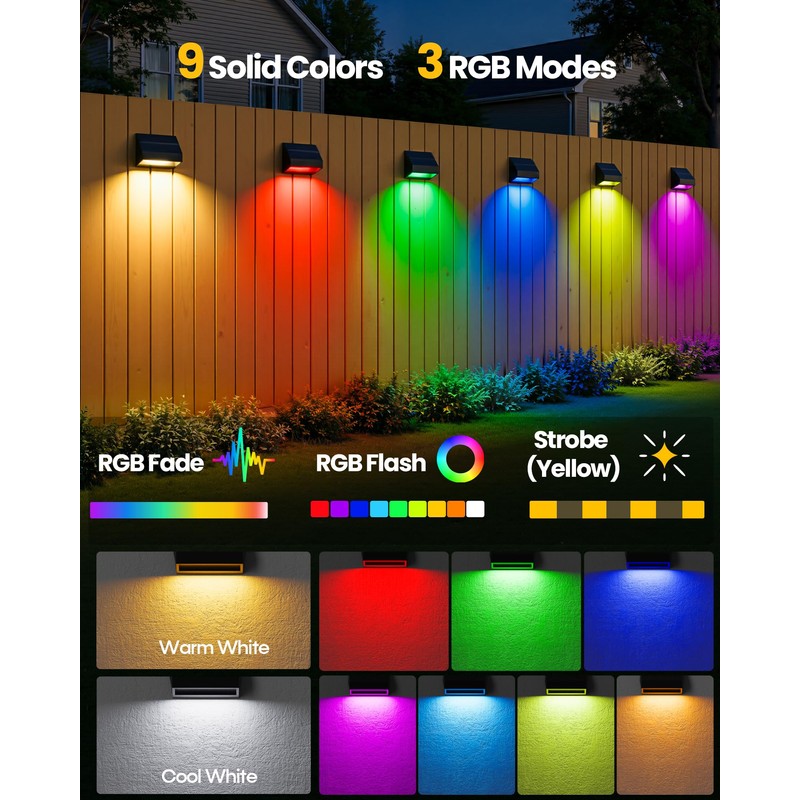 Bridika Solar Fence Lights with Remote, 12 Pack Bright 100