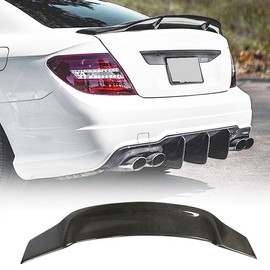 MCARCAR KIT Carbon Fiber Rear Spoiler Compatible with 2008-2014 Benz W204 C-Class Duckbill Trunk Spoiler for C180 C200 C250 C300 C350 C63 AMG Tail Deck Lid Wing Lip