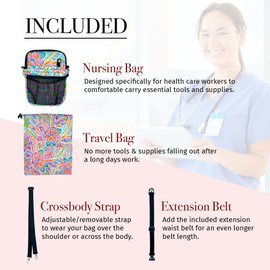 French KOKO Medical Nurse Fanny Pack with Travel Bag and Extension Strap Nursing Supplies for Nurses Nursing Fanny Packs Women Organizer Pouch Tool Belt ICU Nicu Vet Tech Waist Bag Work Fun Flowers