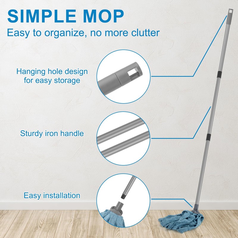 KeFanta Mops for Floor Cleaning,One Mop Handle with 2 Blue