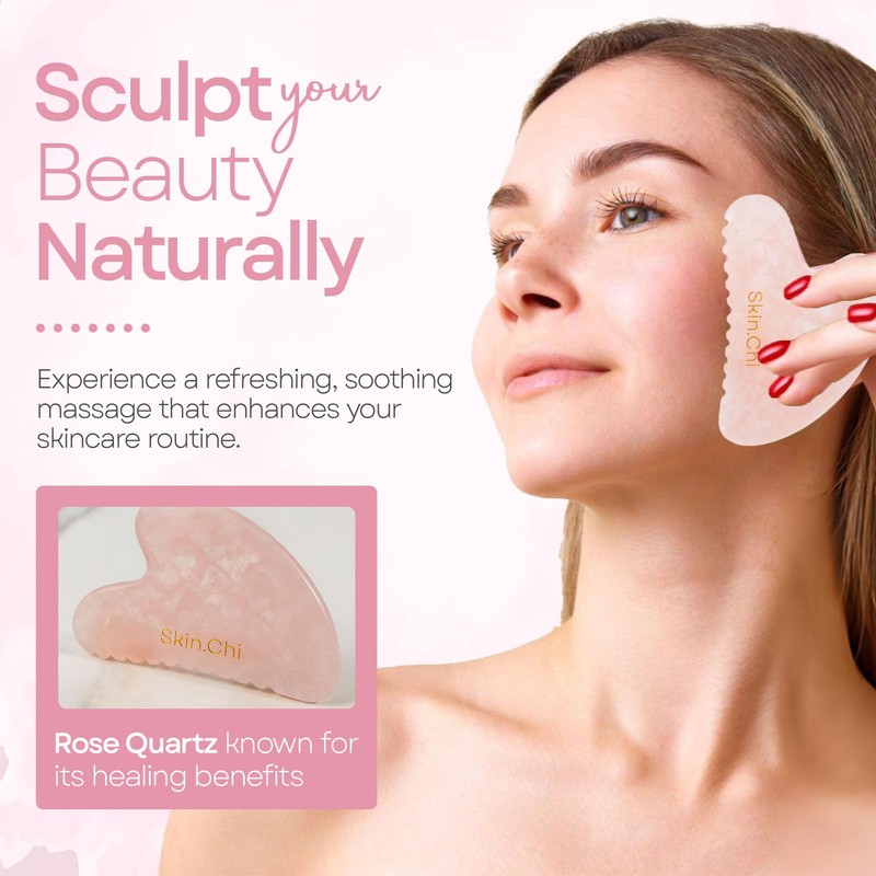 Skin Chi Rose Quartz Gua Sha Facial Comb – Real