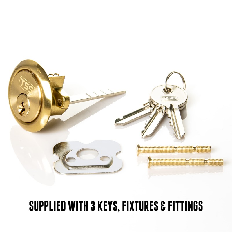 UK Security Supplies, Replacement Locking Rim Cylinder Lock, Supplied with