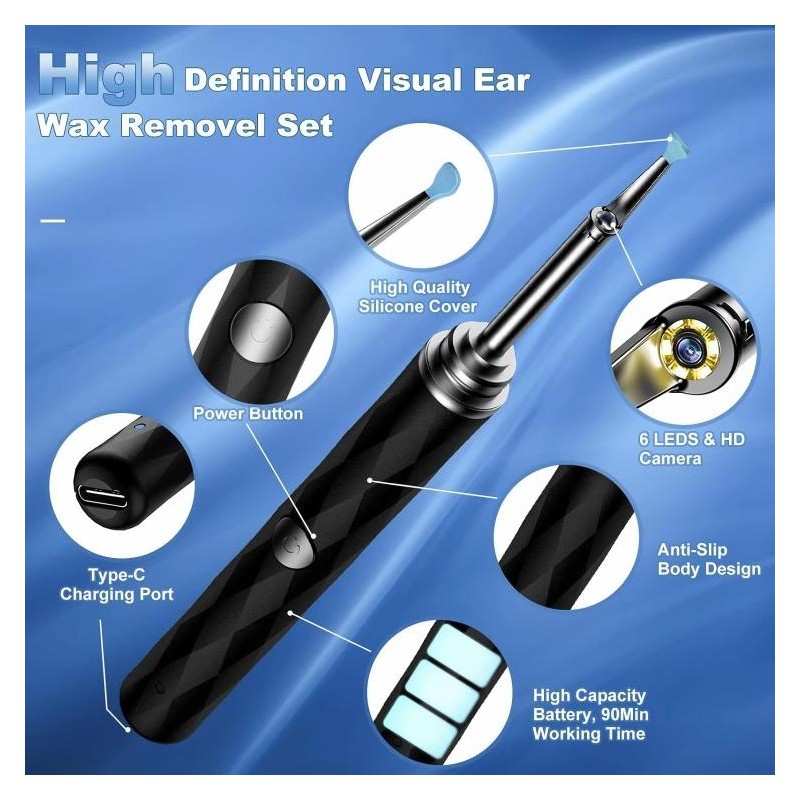 Ear Wax Removal Tool with Camera & Light - 7Counts