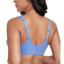 DotVol Women's Large Sizes Bra Full Cup Unpadded U-Back Bra with Wide Straps Floral Lace Bra Soft Cup Bra, blue