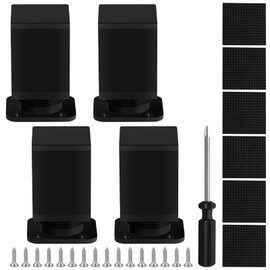 AUAUY Furniture Feet Height Adjustable, Set of 4 Furniture Feet Adjustable Square with 6 Non-Slip Mats 16 Screws 1 Screwdriver Height 60 mm Adjustable Feet 0-20 mm Furniture Feet for Cabinets Chest of