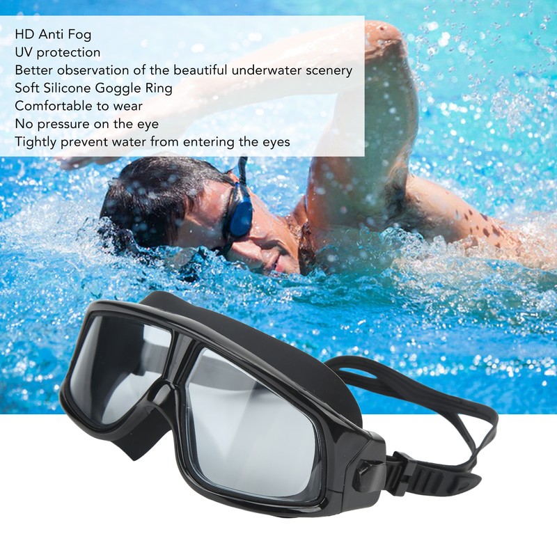 Swimming Goggles Prevent Fog UV Protection Wide View Diving Glasses