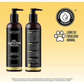 Gel Limpiador Facial con Vitamina C + Vitamina E + Aloe Vera - 80% Ingredientes Naturales- Limpiador Profundo Facial -Baja Espuma- Remueve Grasas y Toxinas- No Reseca- Limpieza e Hidratación Extrema - Ideal Para Todo Tipo de Piel - 235ml