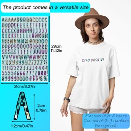 5 hojas de 895 letras para planchar para ropa de 0.85 pulgadas, color negro, con letras de transferencia de calor A-Z, números de planchado para impresión de camisetas de tela (leopardo, simple)