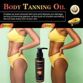 Body Tanning Oil for Glowing Skin, 100ml – Indoor & Outdoor Use – Enriched with Coconut Oil & Vitamin E – Deep Moisturizing Bronzing Oil for All Skin Types (1PC)