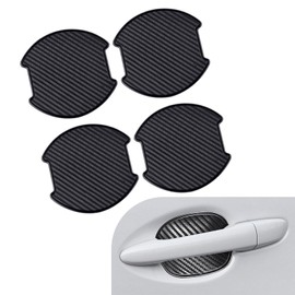 Ferianl 4PCS Car Door Handle Scratch Protector, 3D Carbon Fiber Auto Door Bowl Sticker, Universal Anti-Scratch Doors Handle Paint Protection Film, for Most Vehicles