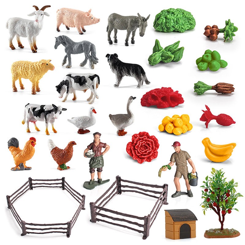 36PCS Farm Animal Toys for Kids Learning Educational Playset Simulation