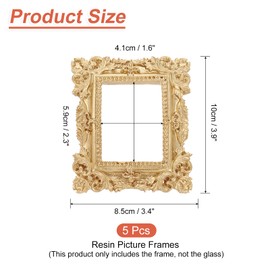 QUARKZMAN Pack of 5 Vintage Resin Picture Frames, 2.3 x 1.6 Inch Mini Picture Frame, Oval Rectangle Wall Hanging Frame, Display Frame, Photo Holder for Home, Wall Jewellery, Display, Hotel Decor, Gold