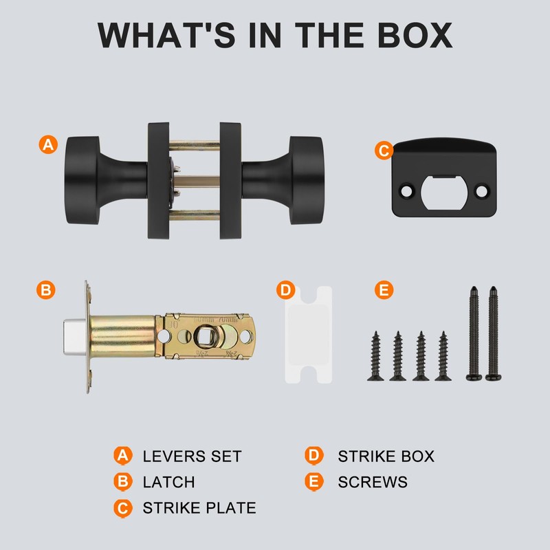 Haidms Black Passage Door Knobs, Heavy Duty Square Matte Black