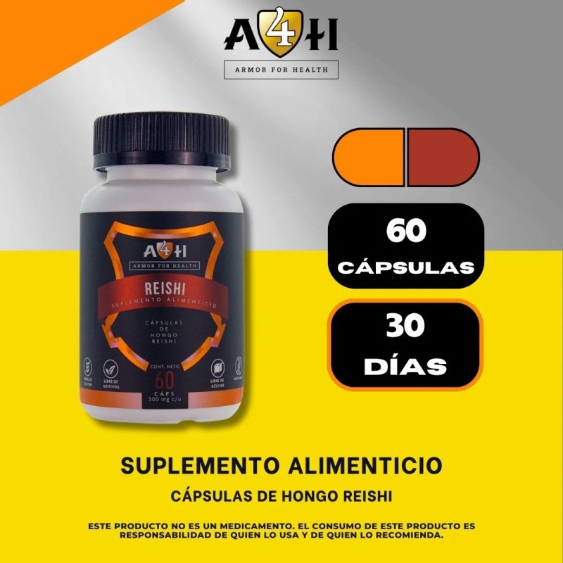 A4h Hongo Reishi 90 Cáps Antioxidante Antiinflamatorio Sabor Sin Sabor
