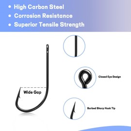 Natufish 50Pcs High Carbon Steel Fishing Hooks - Corrosion Resistant for Saltwater & Freshwater Fishing, Long Shank Straight Point Catfish Hooks and Versatile Fish Hook (8#_50pcs)