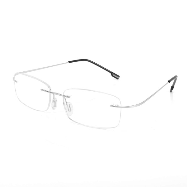 FEISEDY Lightweight Rimless Titanium Stainless Steel Anti-Blue Light Reading Glasses